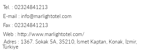 Marlight Boutique Hotel telefon numaralar, faks, e-mail, posta adresi ve iletiim bilgileri